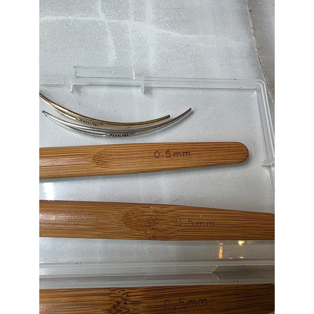 Jmail 8pc Dreadlock Crochet Needle Set 0.5mm 0.75mm Bamboo Handle‎ Tools Case W1